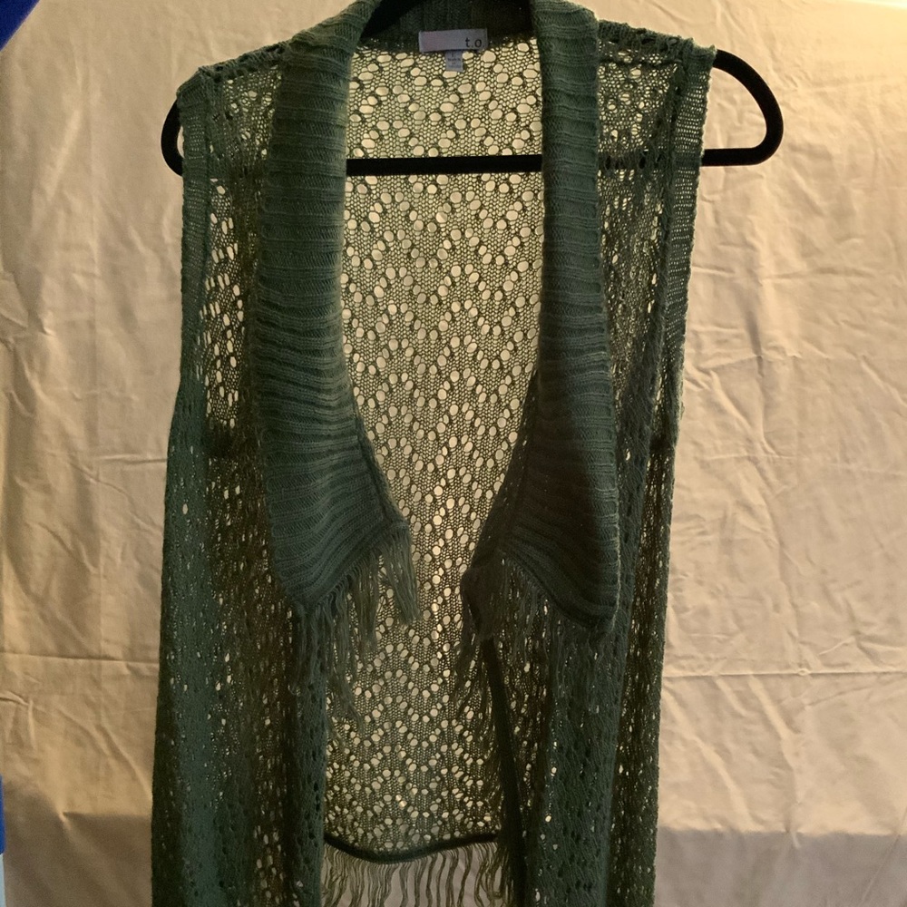 Crocheted sleeveless cardigan